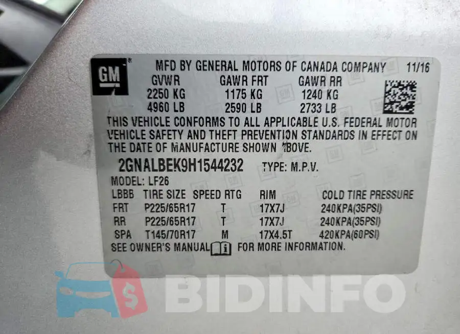 2GNALBEK9H1544232 Photo# 12