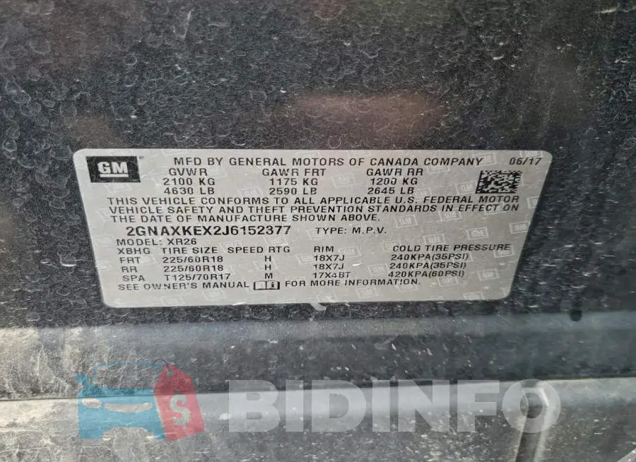 2GNAXKEX2J6152377 Photo# 14