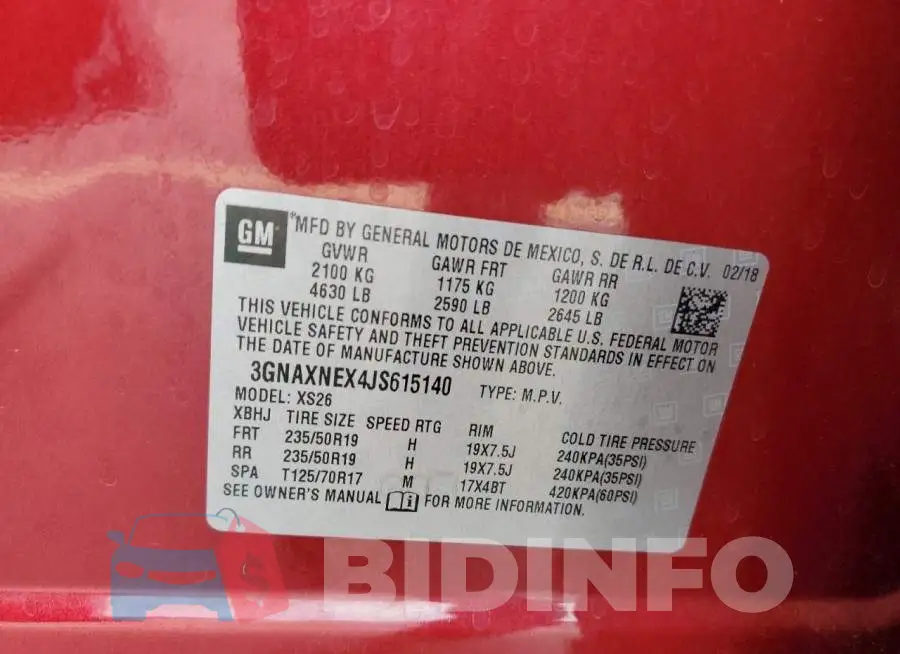 3GNAXNEX4JS615140 Photo# 13