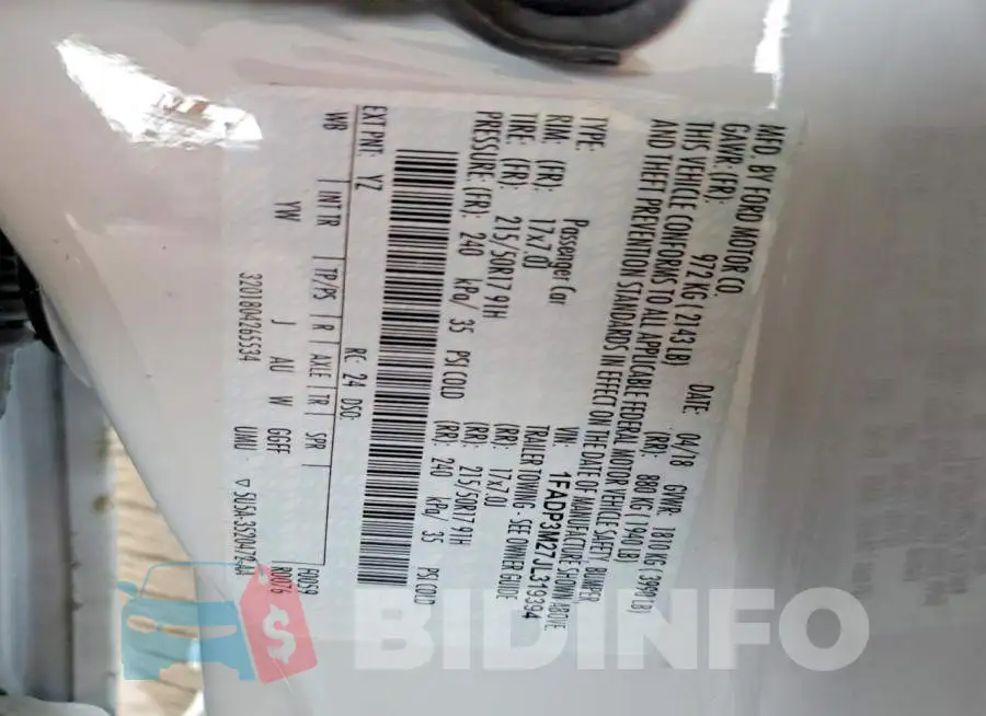 1FADP3M27JL319394 Photo# 12