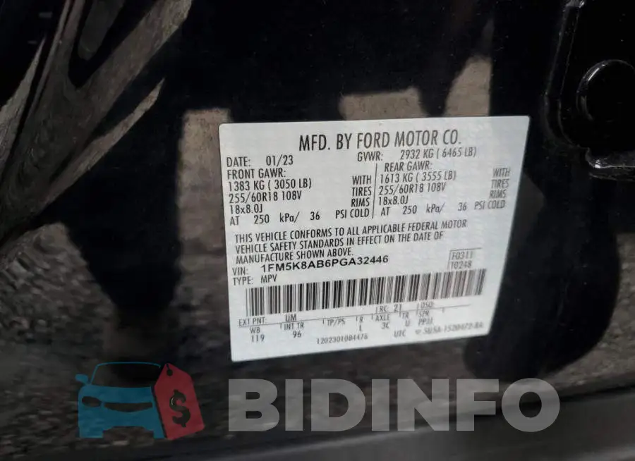 1FM5K8AB6PGA32446 Photo# 13