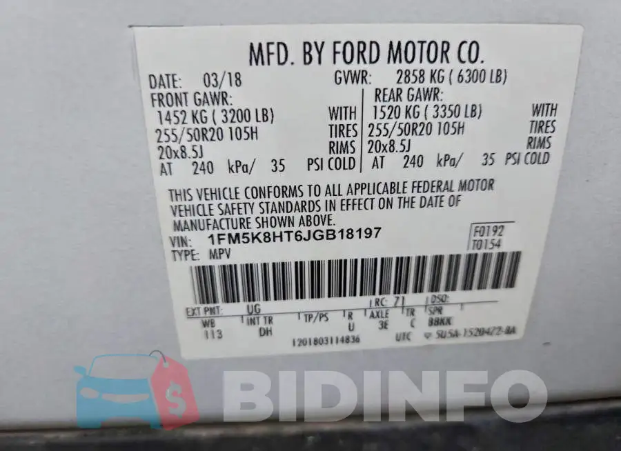 1FM5K8HT6JGB18197 Photo# 13