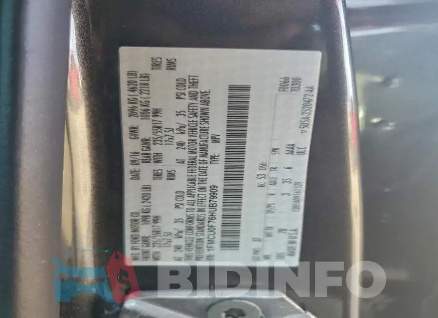 1FMCU0F76HUB79909 Photo# 13