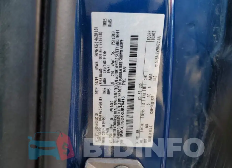 1FMCU0GD4KUB78415 Photo# 13