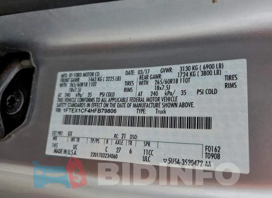 1FTEX1CF4HFB79806 Photo# 13