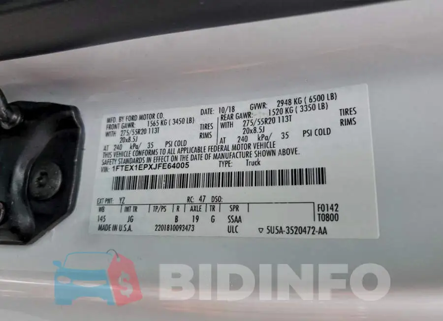 1FTEX1EPXJFE64005 Photo# 12