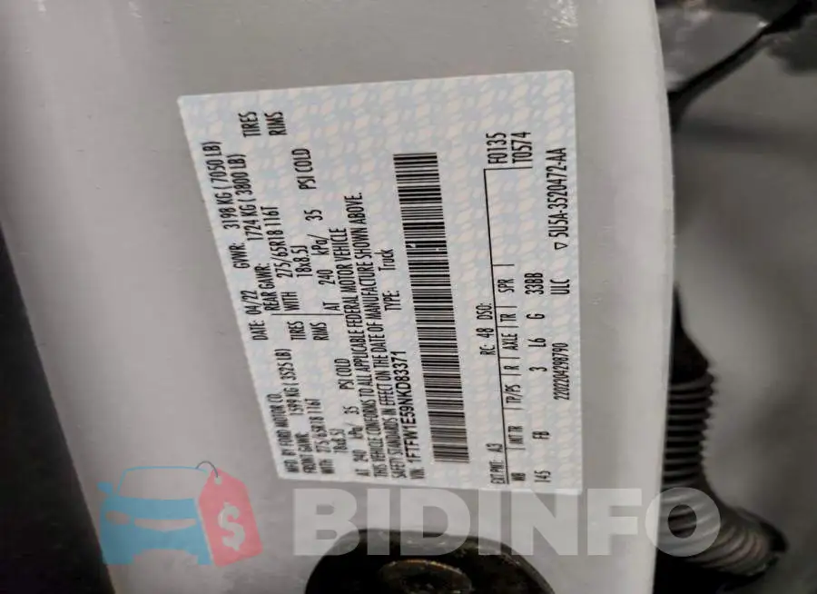 1FTFW1E59NKD83371 Photo# 13