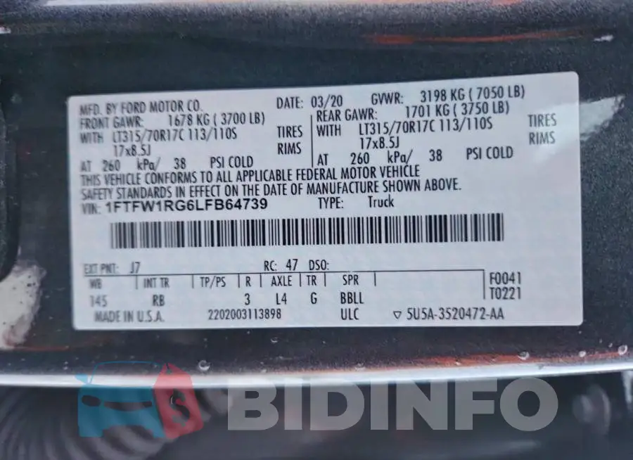 1FTFW1RG6LFB64739 Photo# 13