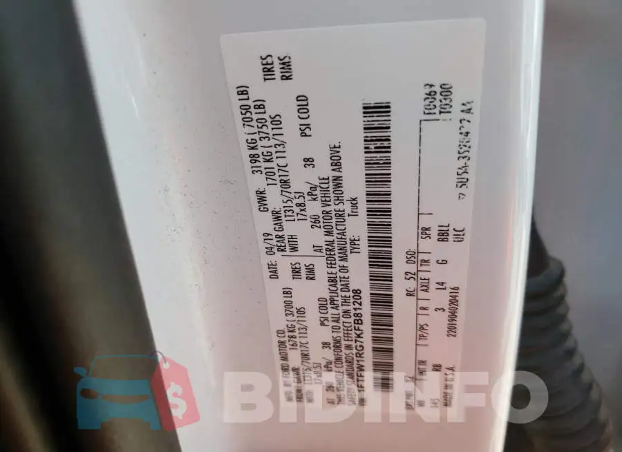 1FTFW1RG7KFB81208 Photo# 13