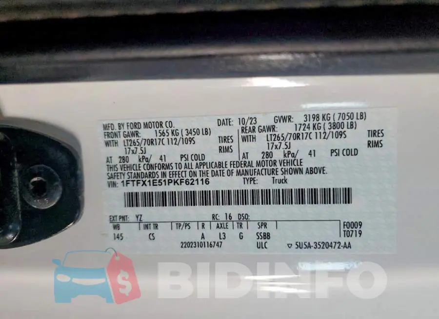 1FTFX1E51PKF62116 Photo# 12