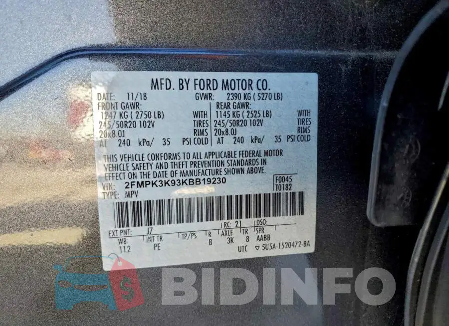 2FMPK3K93KBB19230 Photo# 13
