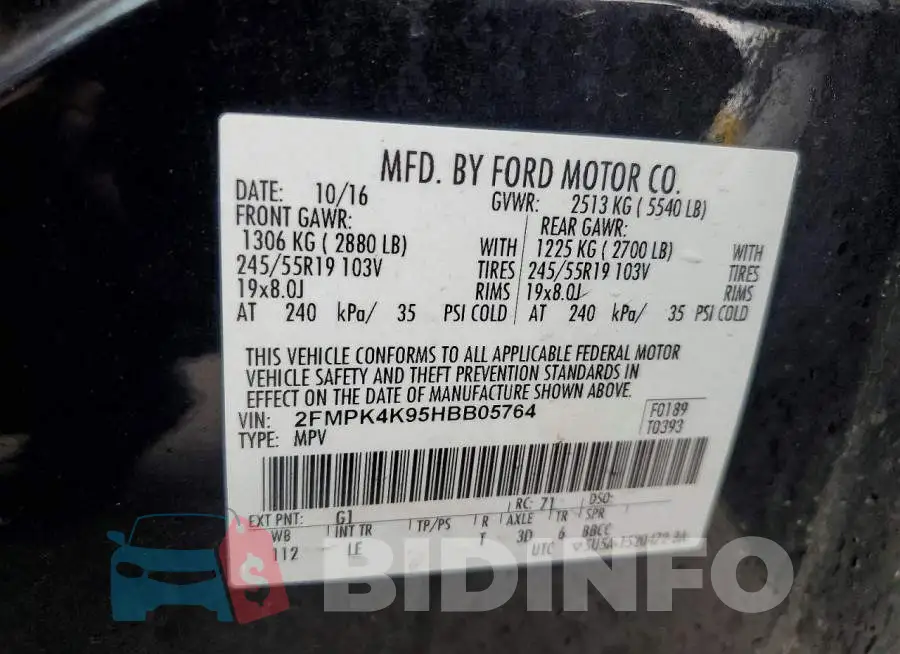 2FMPK4K95HBB05764 Photo# 13