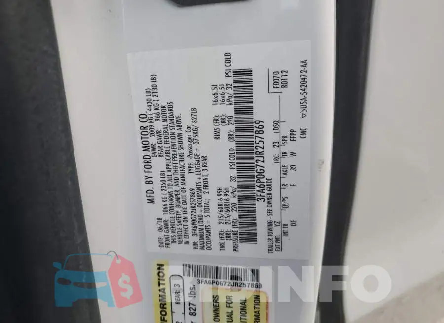 3FA6P0G72JR257869 Photo# 12