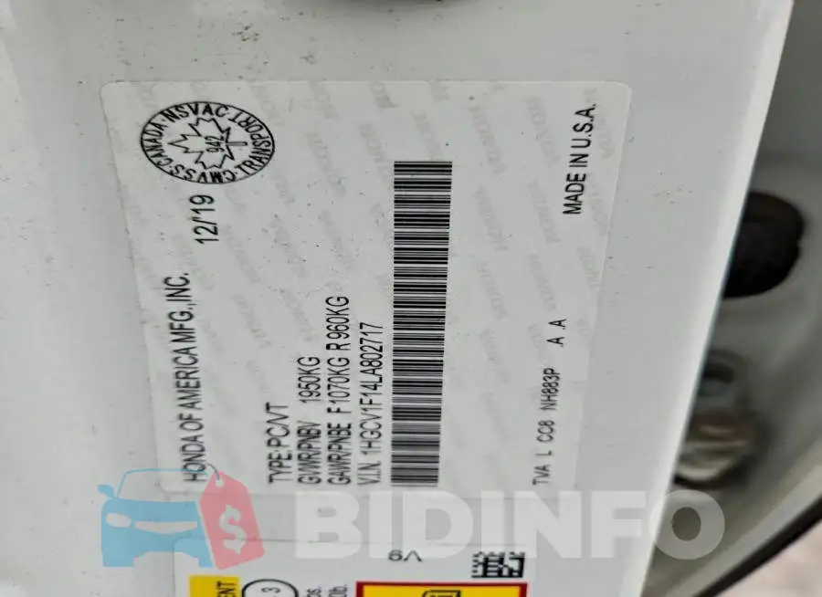 1HGCV1F14LA802717 Photo# 13