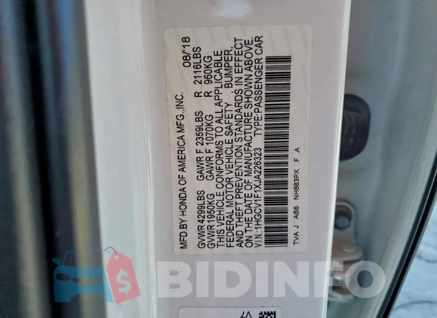 1HGCV1F1XJA226323 Photo# 13