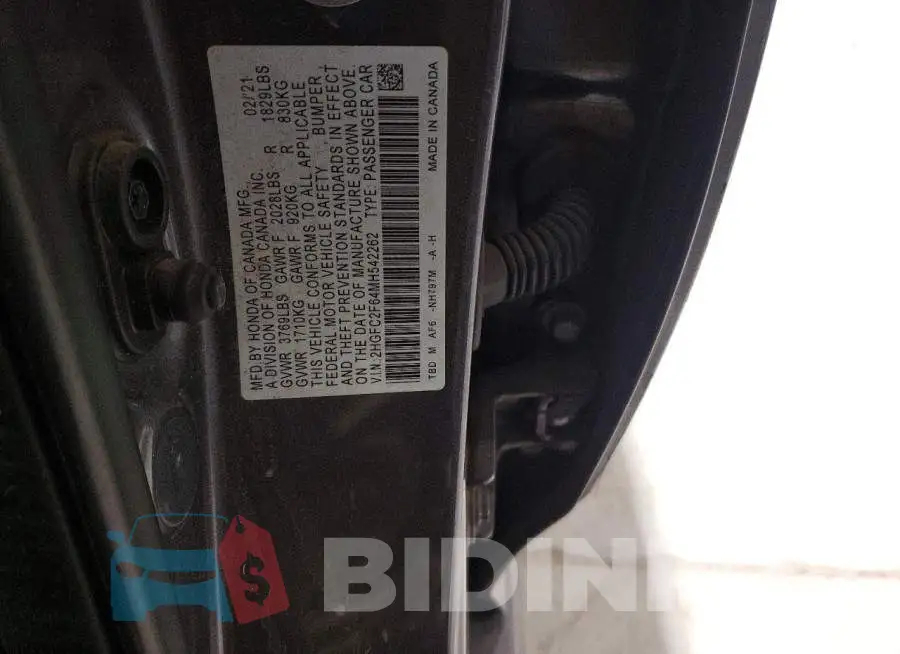 2HGFC2F64MH542262 Photo# 12