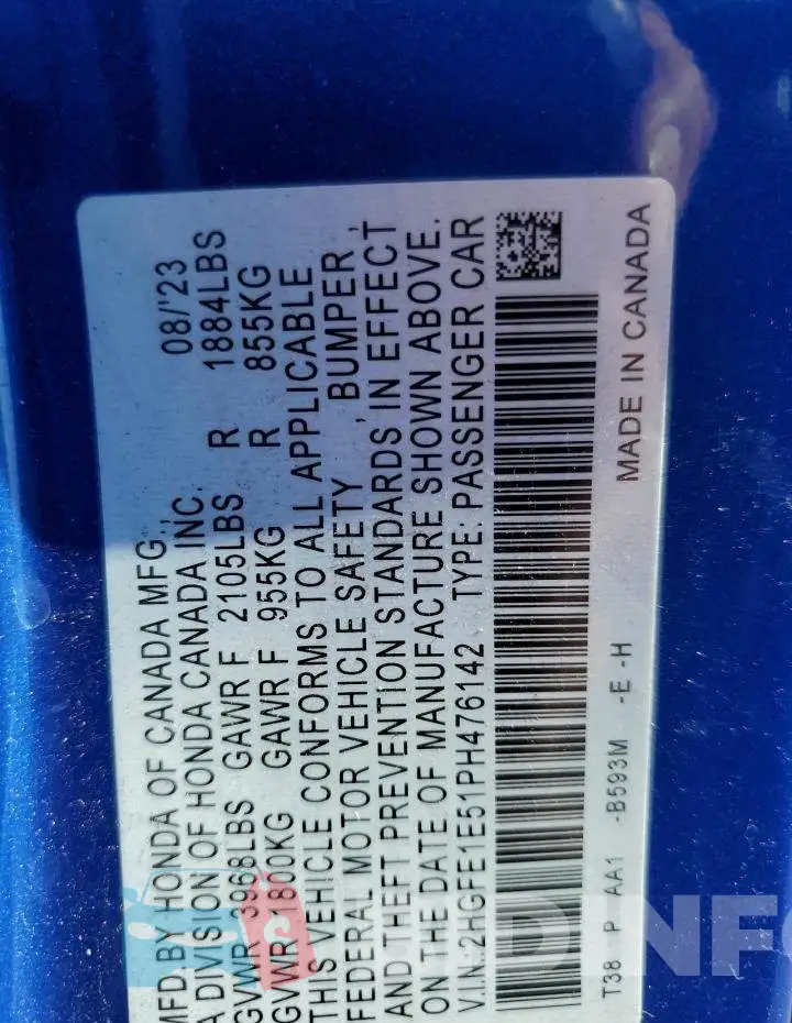 2HGFE1E51PH476142 Photo# 12