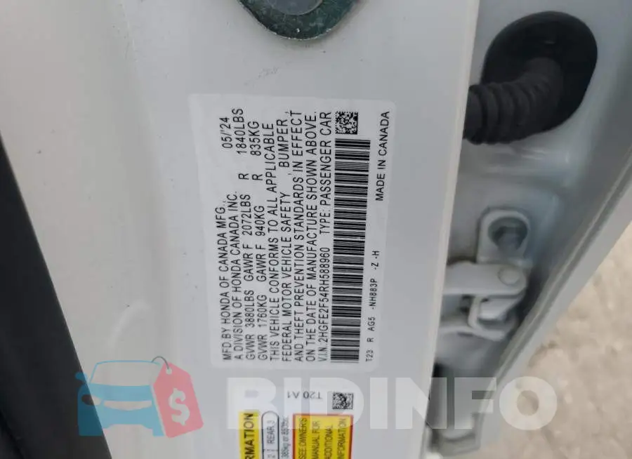 2HGFE2F54RH588960 Photo# 12