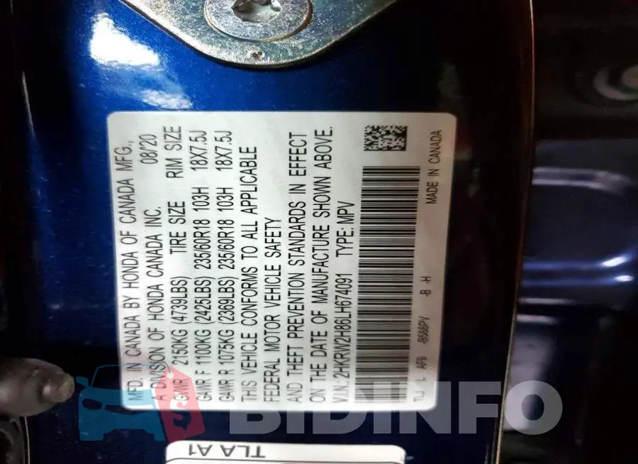 2HKRW2H86LH674091 Photo# 13