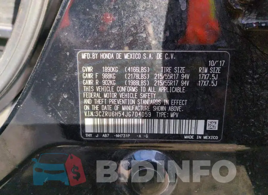3CZRU6H54JG704059 Photo# 13