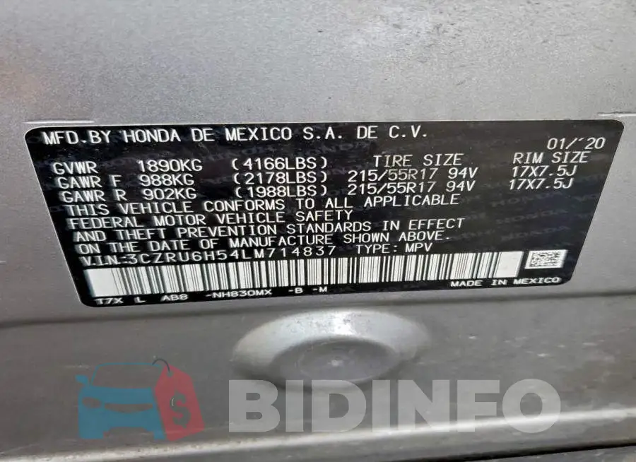 3CZRU6H54LM714837 Photo# 12
