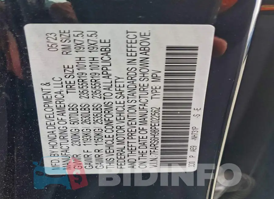 7FARS6H98PE022562 Photo# 13