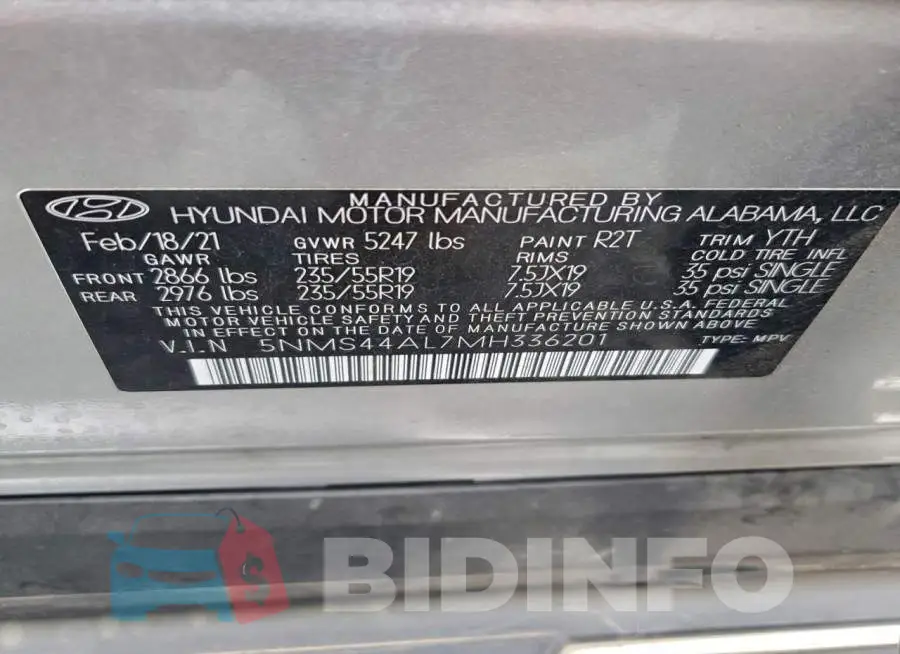 5NMS44AL7MH336201 Photo# 13