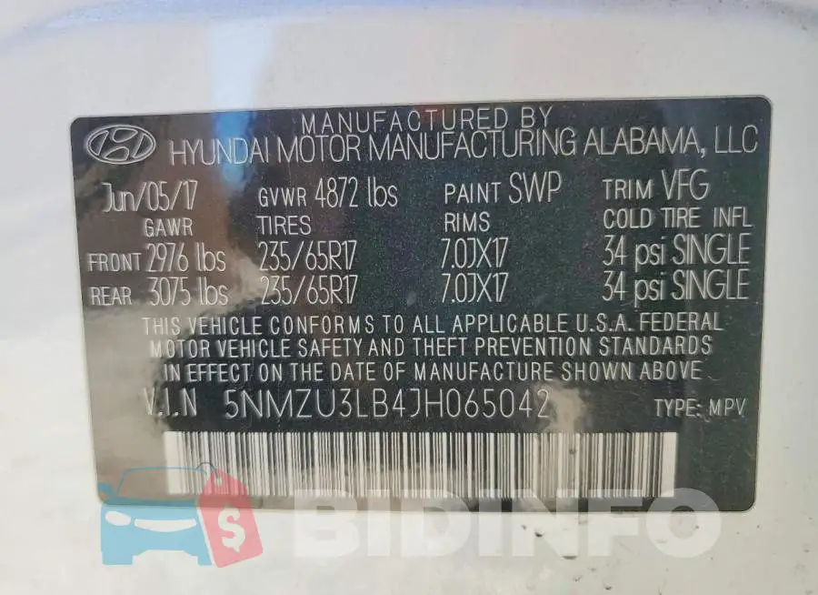 5NMZU3LB4JH065042 Photo# 13
