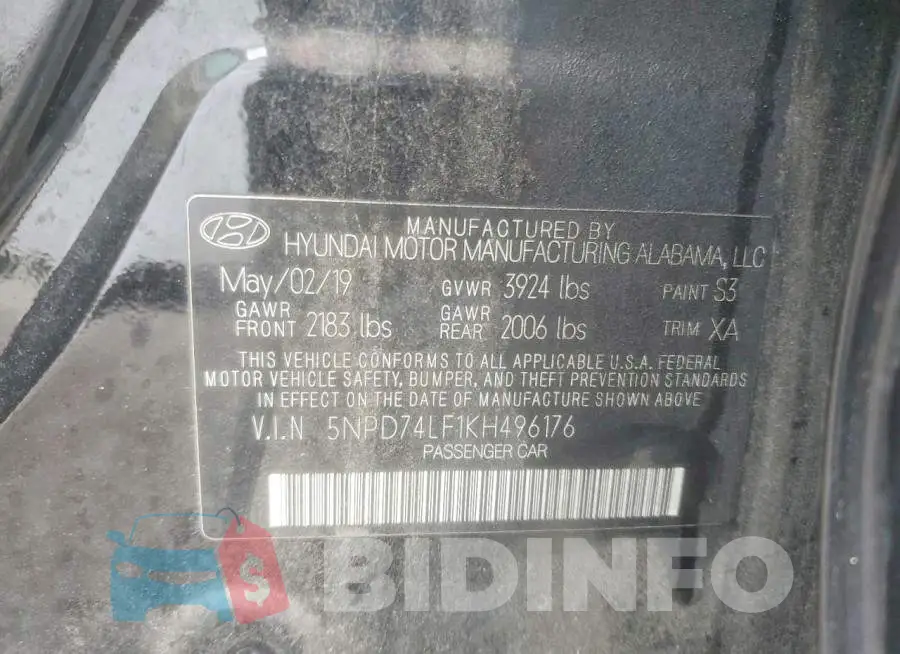 5NPD74LF1KH496176 Photo# 12