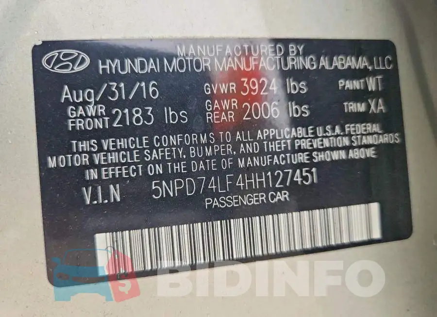 5NPD74LF4HH127451 Photo# 12