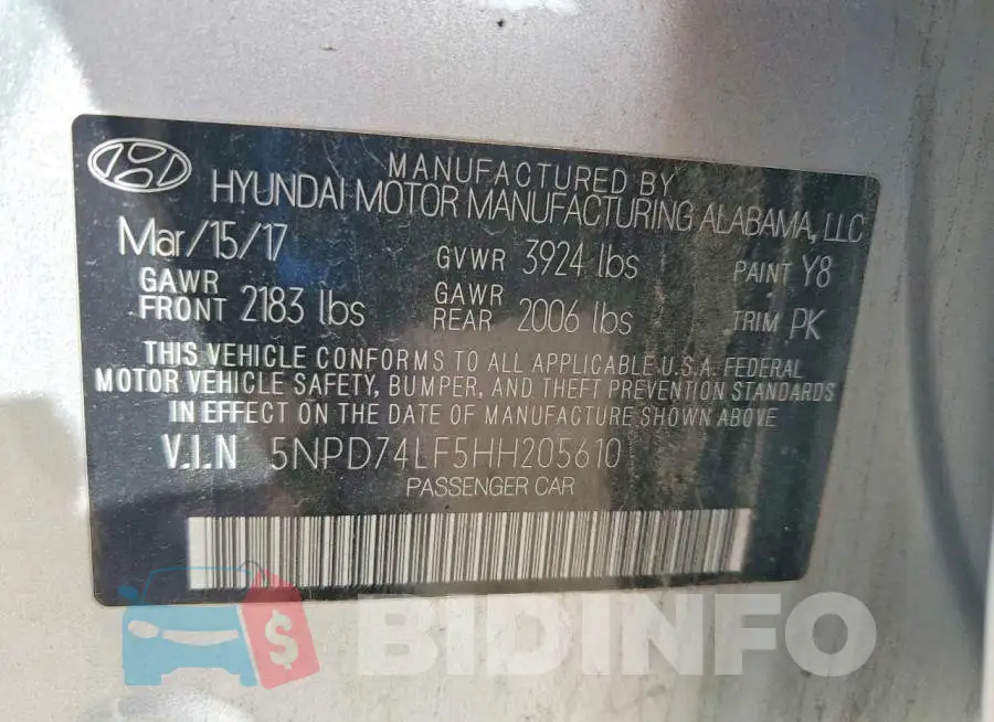 5NPD74LF5HH205610 Photo# 12