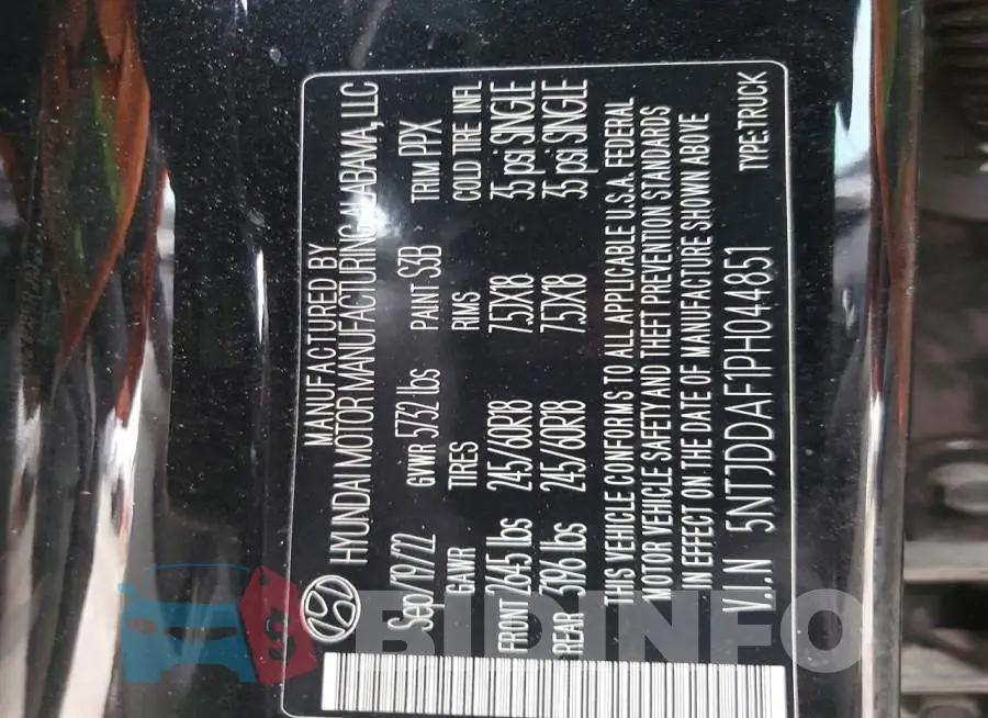 5NTJDDAF1PH044851 Photo# 12