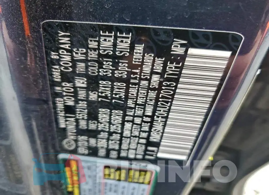 KM8SM4HF0HU217013 Photo# 13