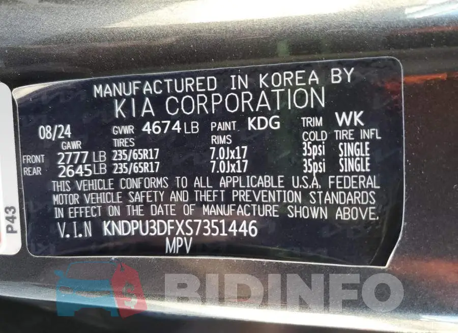 KNDPU3DFXS7351446 Photo# 14