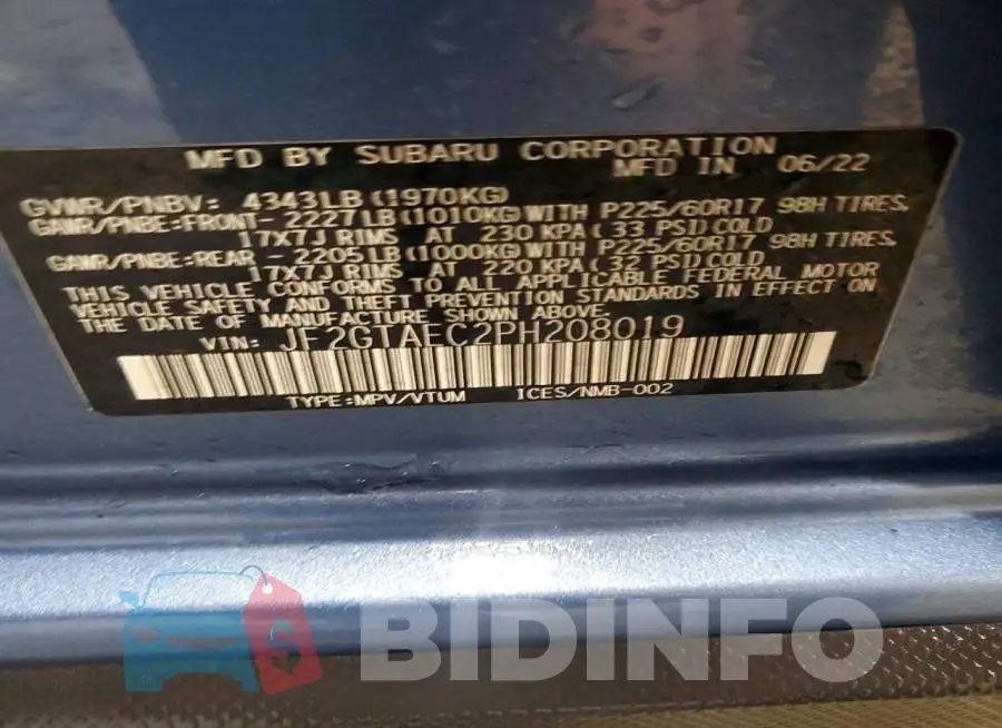 JF2GTAEC2PH208019 Photo# 12