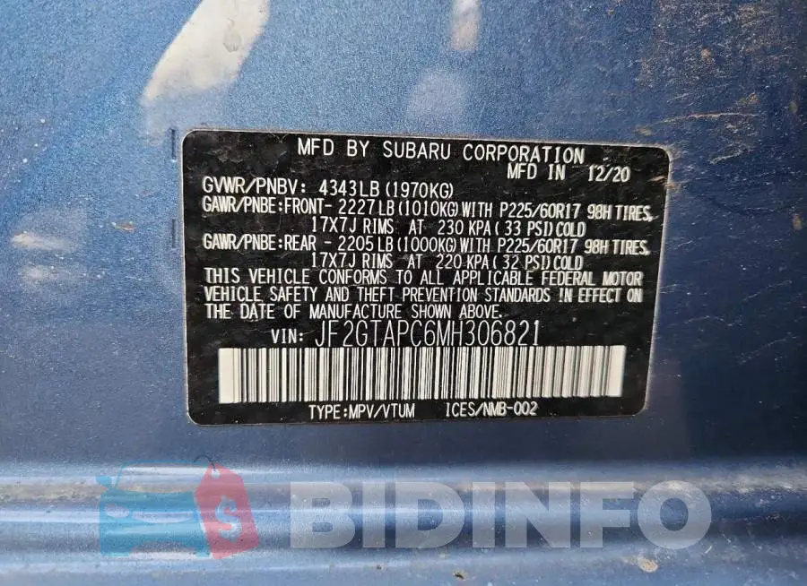 JF2GTAPC6MH306821 Photo# 13