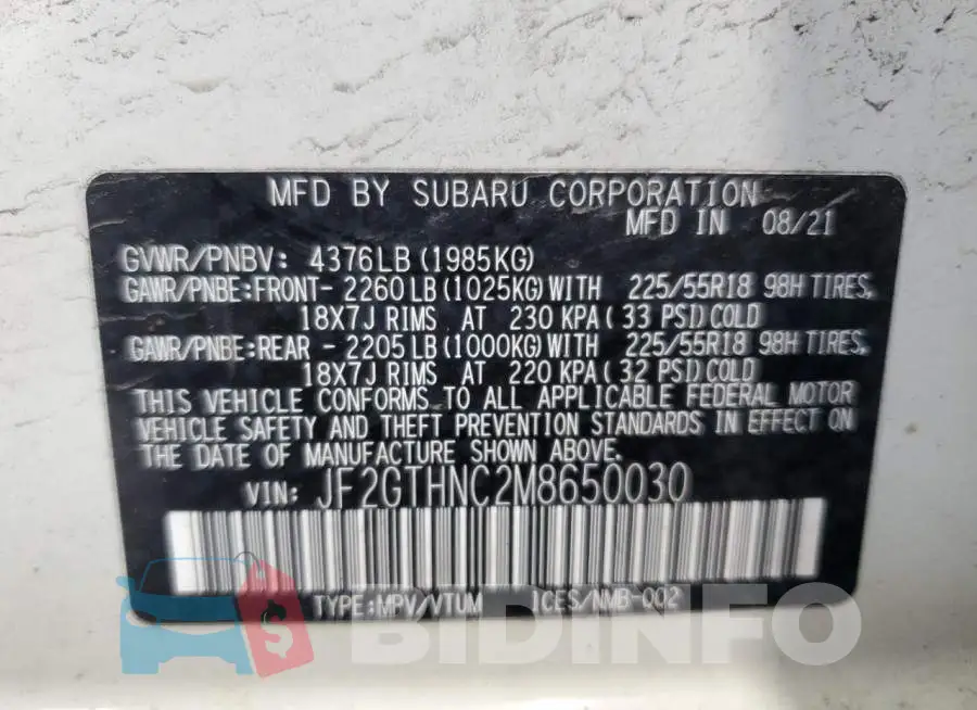 JF2GTHNC2M8650030 Photo# 14