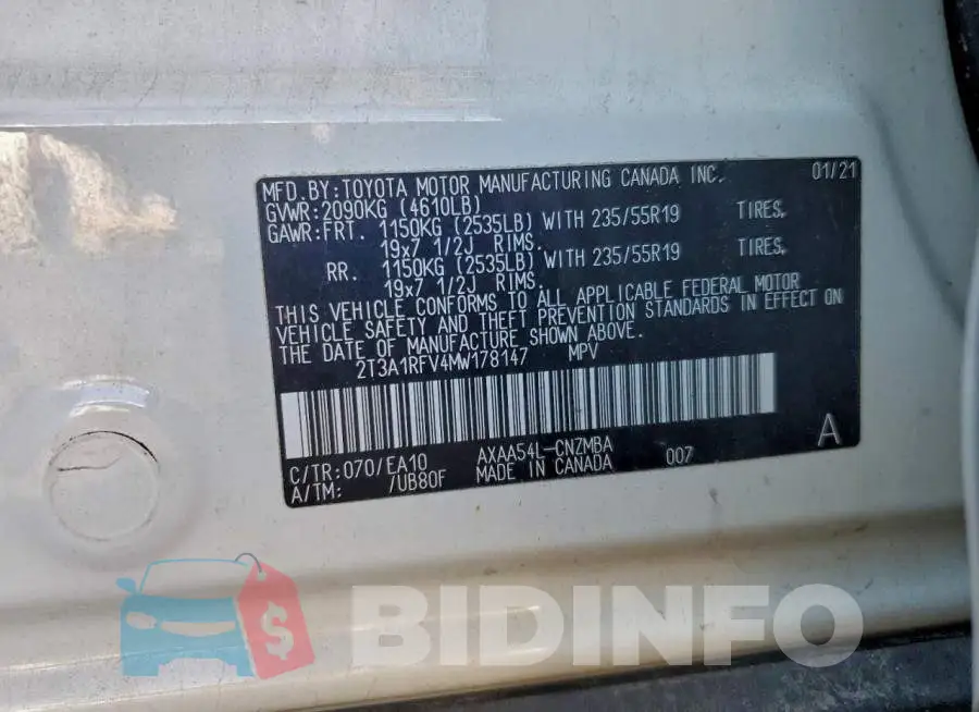 2T3A1RFV4MW178147 Photo# 12