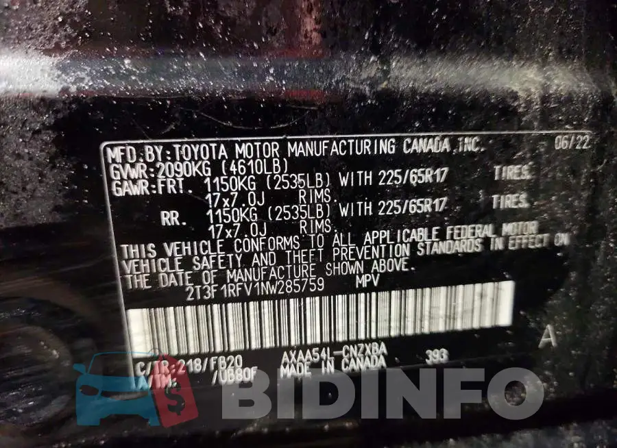 2T3F1RFV1NW285759 Photo# 13