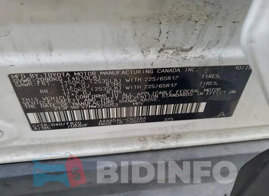 2T3F1RFV7NW325052 Photo# 13