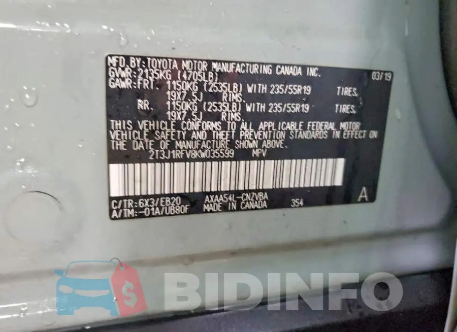 2T3J1RFV8KW035599 Photo# 12