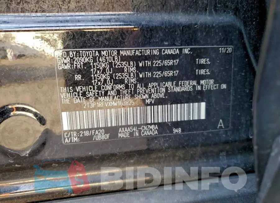 2T3P1RFVXMW163825 Photo# 12
