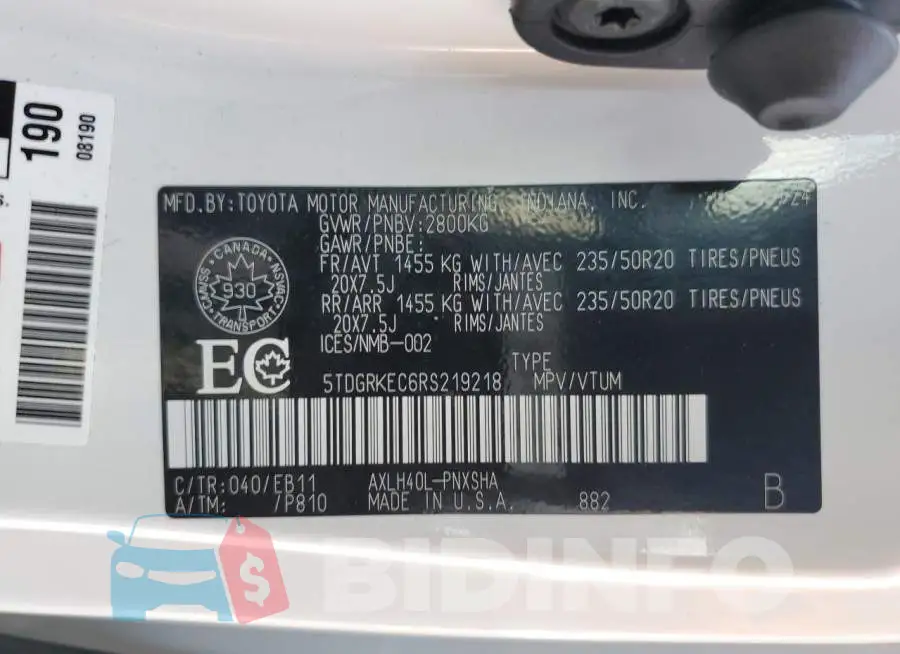 5TDGRKEC6RS219218 Photo# 14