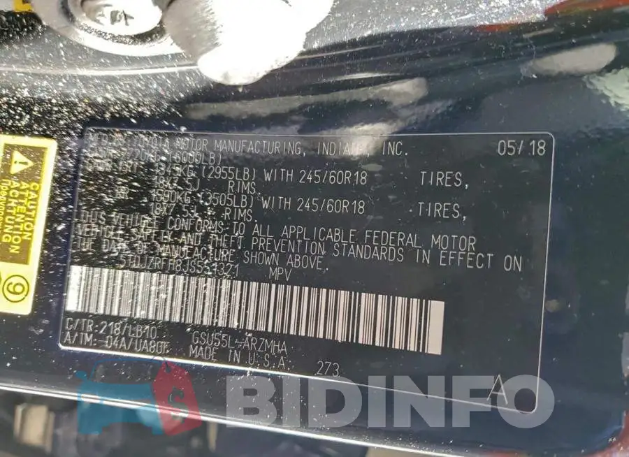 5TDJZRFH8JS551321 Photo# 13