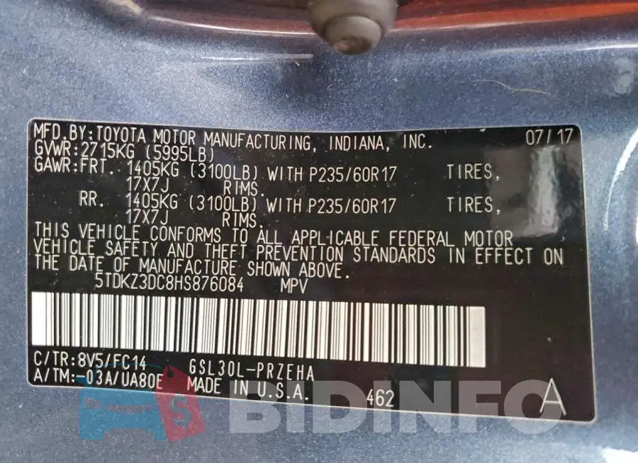5TDKZ3DC8HS876084 Photo# 14
