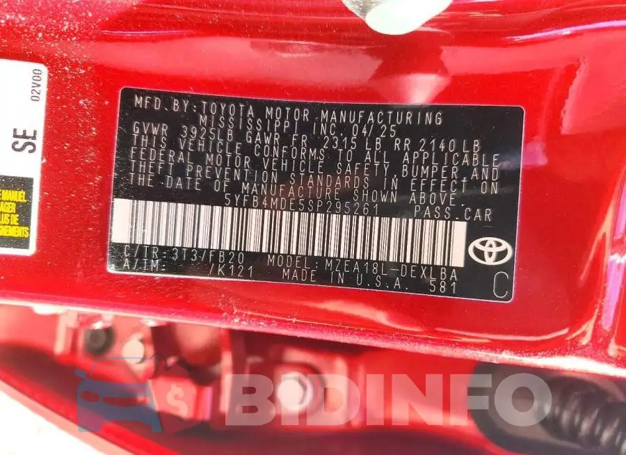 5YFB4MDE5SP295261 Photo# 12
