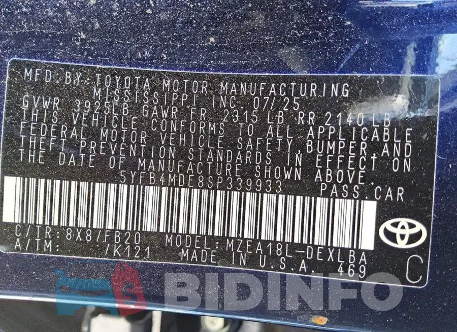 5YFB4MDE8SP339933 Photo# 12