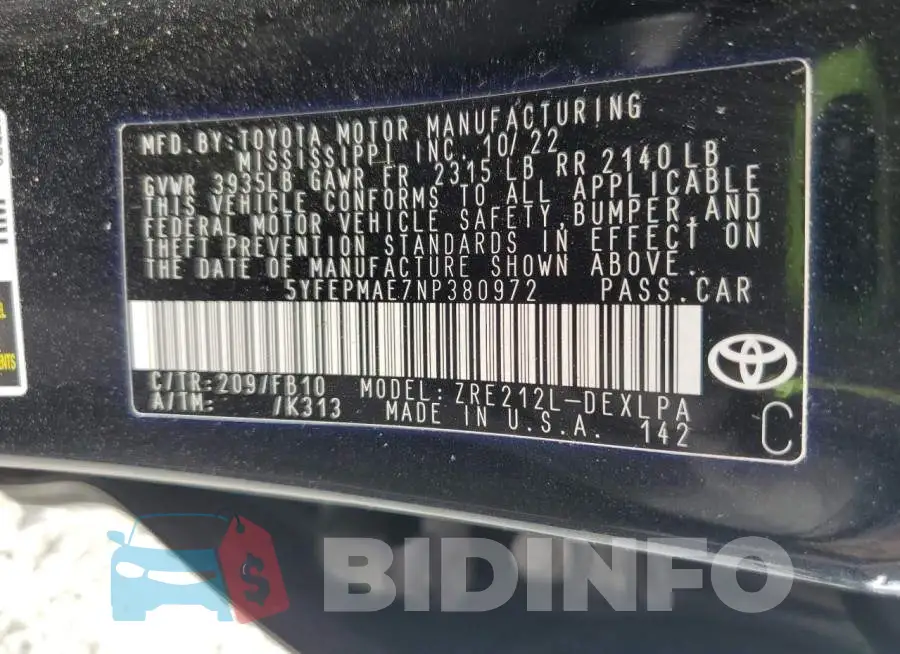 5YFEPMAE7NP380972 Photo# 12
