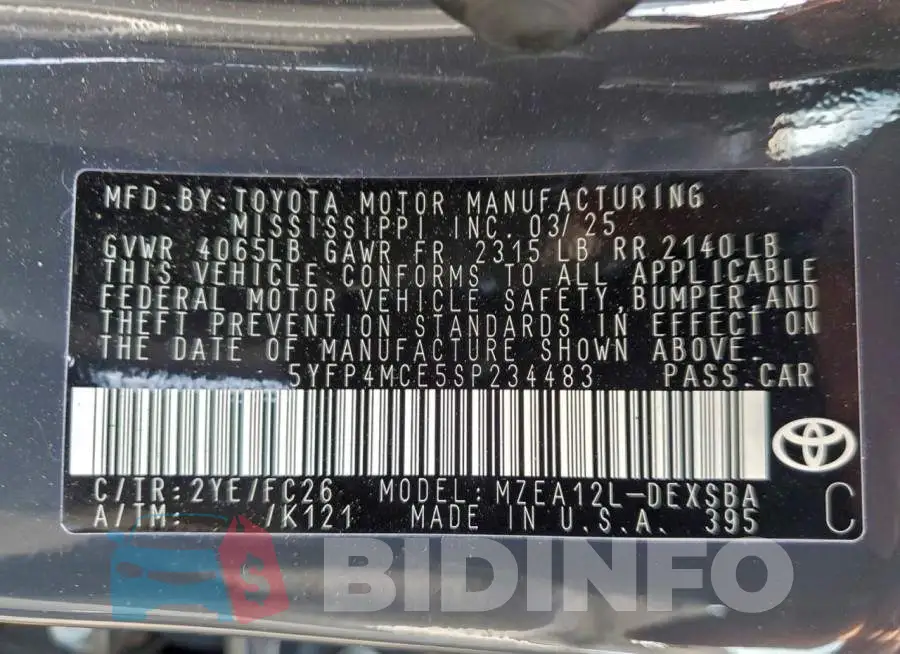 5YFP4MCE5SP234483 Photo# 12