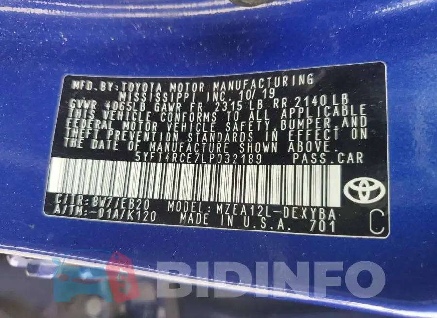 5YFT4RCE7LP032189 Photo# 12